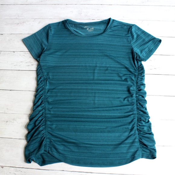 Eddie Bauer Womens Activewear Tee Top Size PM Petite Teal Green Freedry - Picture 1 of 6